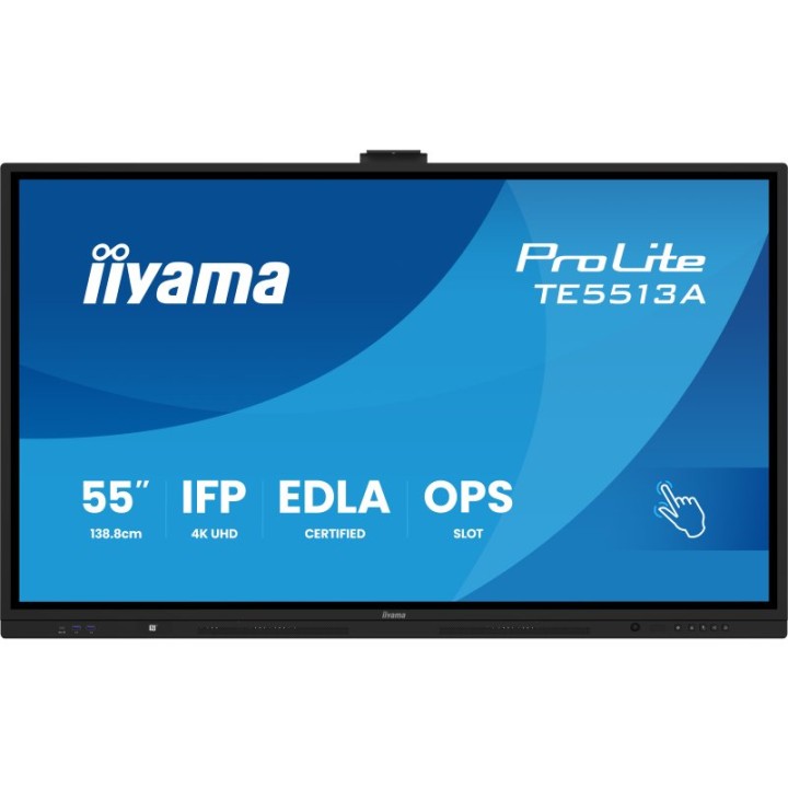 Panel interactivo iiyama 64.5″ 4K Ultra HD PureTouch-IR 40 puntos táctiles Android 14