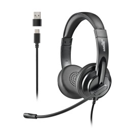 Auriculares NGS con cable USB-C y USB-A, micrófono flexible y filtrado de ruidos