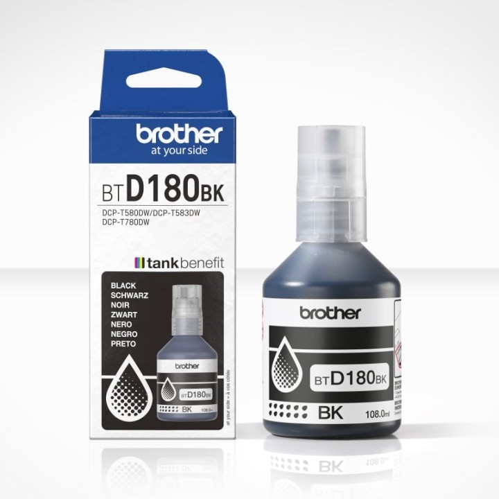 Botella de tinta Brother BTD180BK Negro Original 7500 páginas recarga limpia y segura