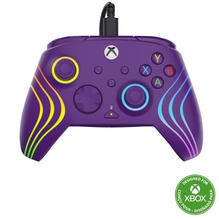 Gamepad Cableado Púrpura LED Multicolor USB-C Compatible PC Xbox Series X/S One