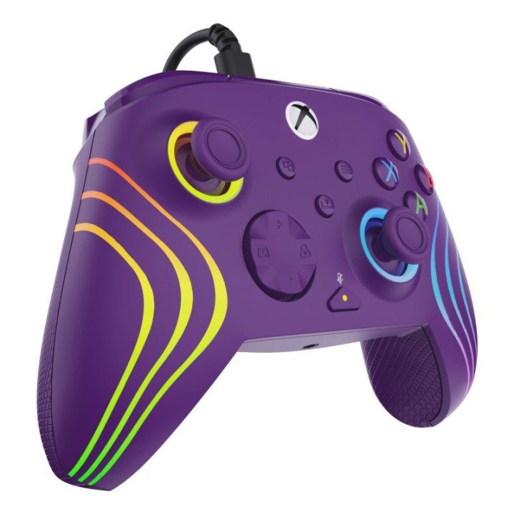 Gamepad Cableado Púrpura LED Multicolor USB-C Compatible PC Xbox Series X/S One