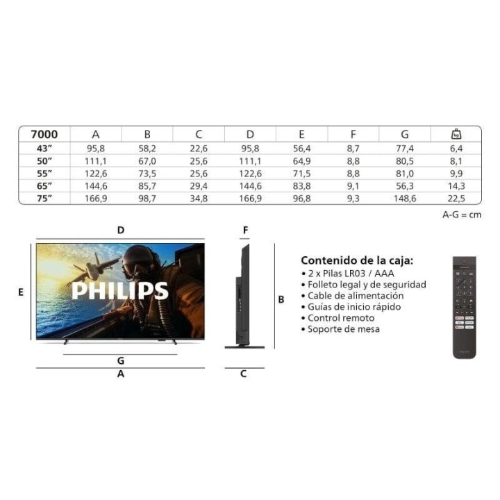 TV Philips LED 43PUS7000/12 43" 4K Ultra HD HDR10+ Titan OS Dolby Atmos Alexa