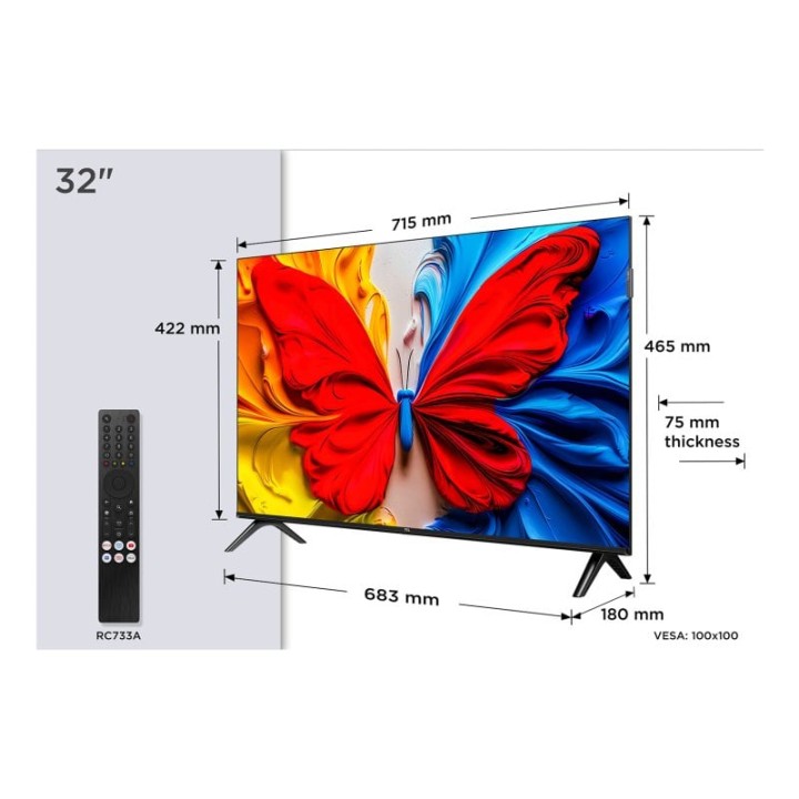 TV TCL QLED 32S5K 32″ Full HD Smart TV Google TV Dolby Audio WiFi Bluetooth