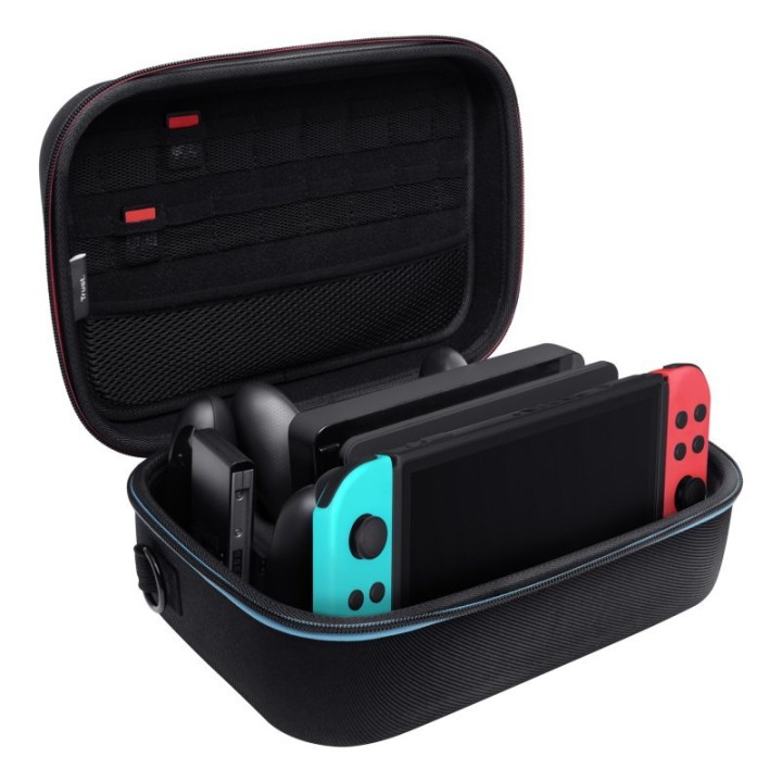 Estuche rígido Trust GXT 1247 para Nintendo Switch XXL, a prueba de golpes, negro/azul/rojo
