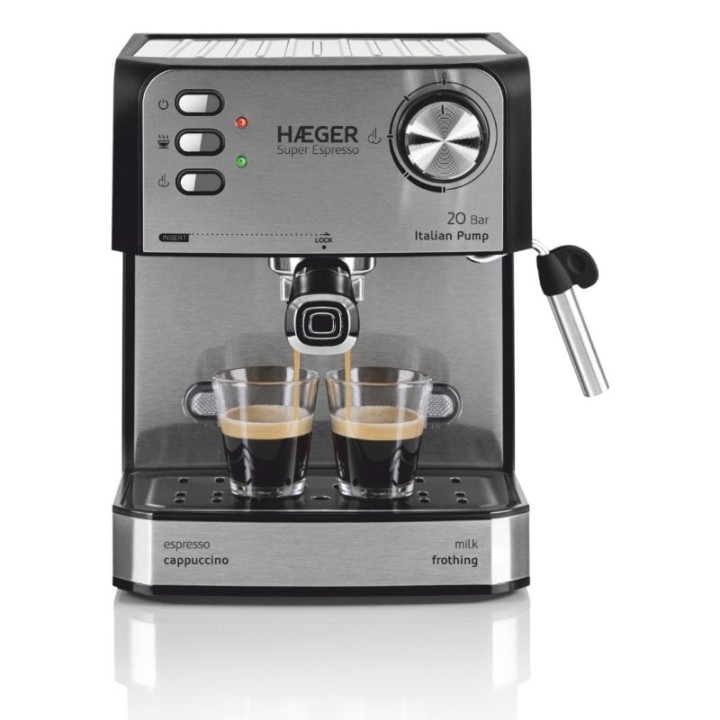 Cafetera Espresso Semi-automática Haeger CM-85B.011A 1,6L 850W acero inoxidable negra
