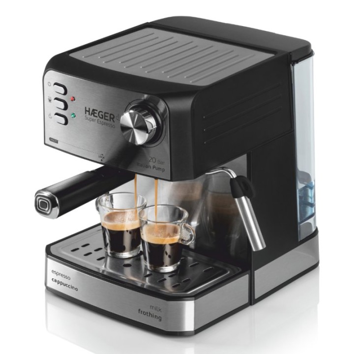 Cafetera Espresso Semi-automática Haeger CM-85B.011A 1,6L 850W acero inoxidable negra