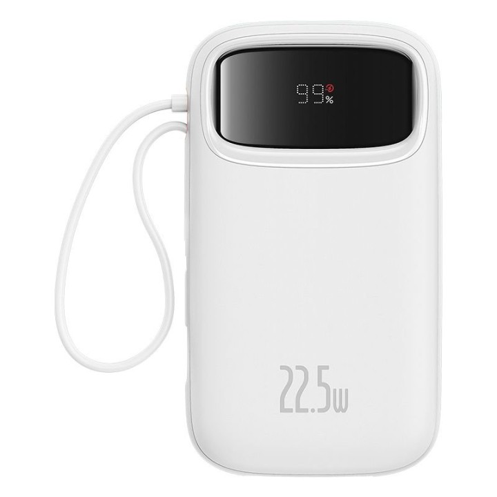 Power Bank Baseus Qpow2 10000mAh 22.5W Dual-Cable Display Blanco Polímero Litio