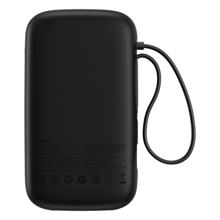 Powerbank Baseus QPOW 2 10000 mAh 22.5W Litio Negro Dual Cable