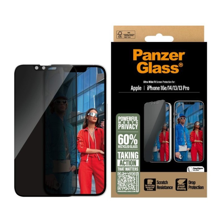 Protector de pantalla PanzerGlass iPhone 13/13 Pro/14/16e vidrio templado privacidad