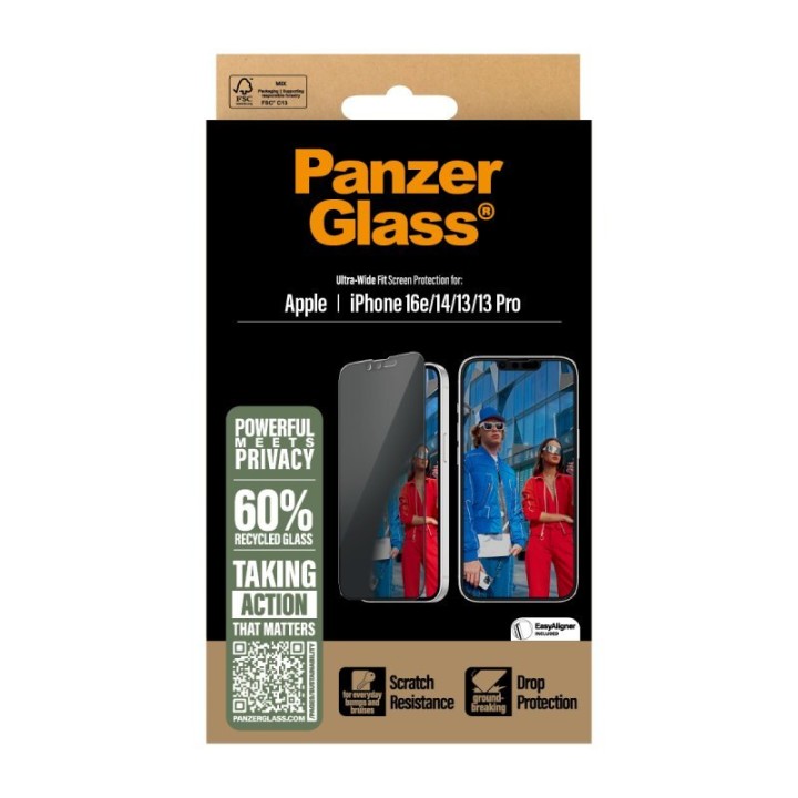 Protector de pantalla PanzerGlass iPhone 13/13 Pro/14/16e vidrio templado privacidad