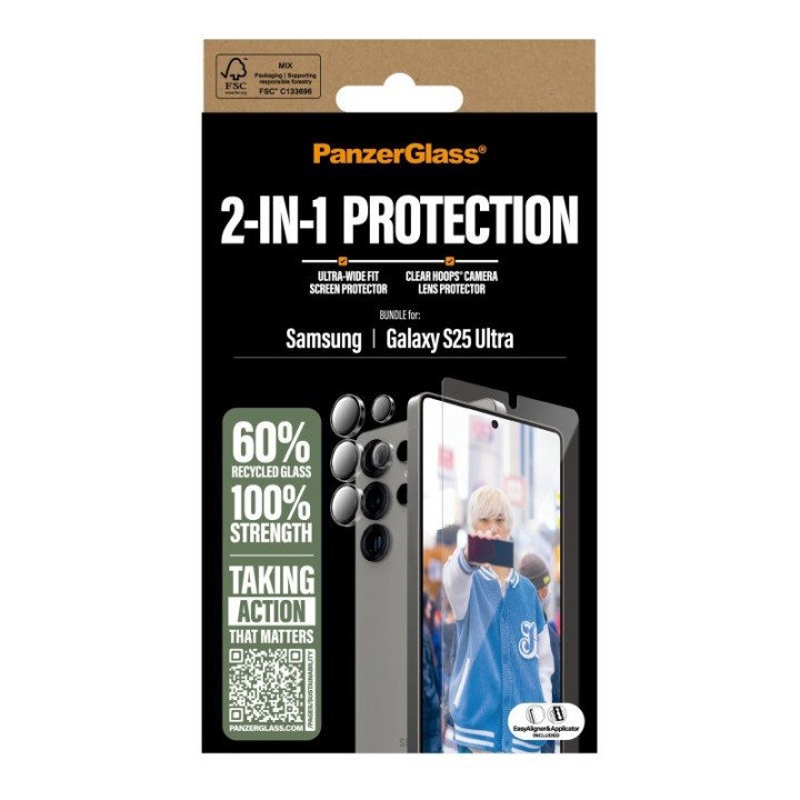 Protector de pantalla PanzerGlass Galaxy S25 Ultra resistente a golpes y rayones transparente