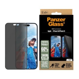 Protector de pantalla PanzerGlass iPhone 16/15 Privacy Ultra-Wide Fit vidrio templado 6.1"