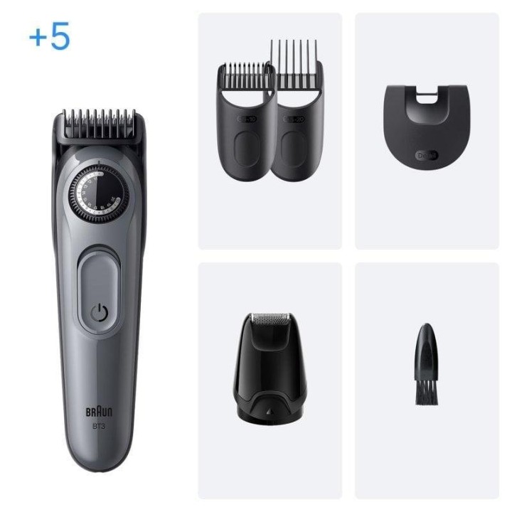 Recortadora Braun BeardTrimmer 3 BT3560 40 niveles 2 peines NiMH 50min Negro/Gris