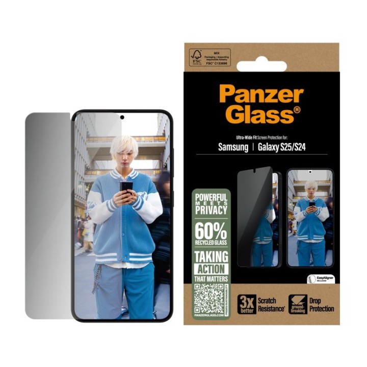 Protector pantalla PanzerGlass Privacy Samsung Galaxy S25/S24 5G antivaho, sin burbujas, oleofóbico