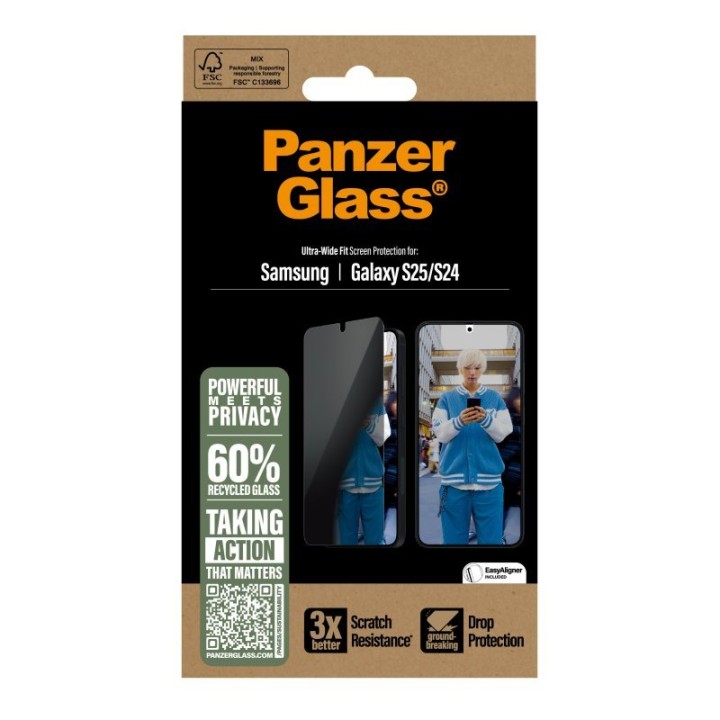 Protector pantalla PanzerGlass Privacy Samsung Galaxy S25/S24 5G antivaho, sin burbujas, oleofóbico