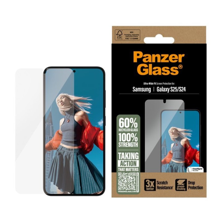 Protector de pantalla PanzerGlass Samsung Galaxy S25/S24 5G vidrio templado anti-huellas