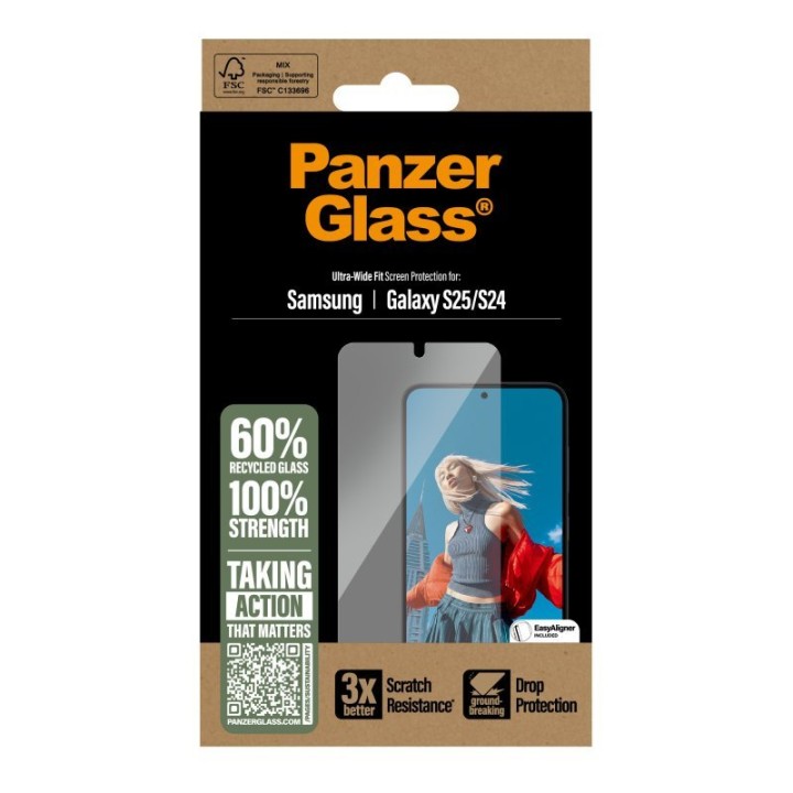 Protector de pantalla PanzerGlass Samsung Galaxy S25/S24 5G vidrio templado anti-huellas