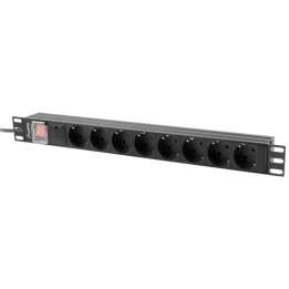 Regleta Lanberg PDU-08F-0200-BK 8 tomas Tipo F 1U Protección Sobretensiones 16A 19" Horizontal