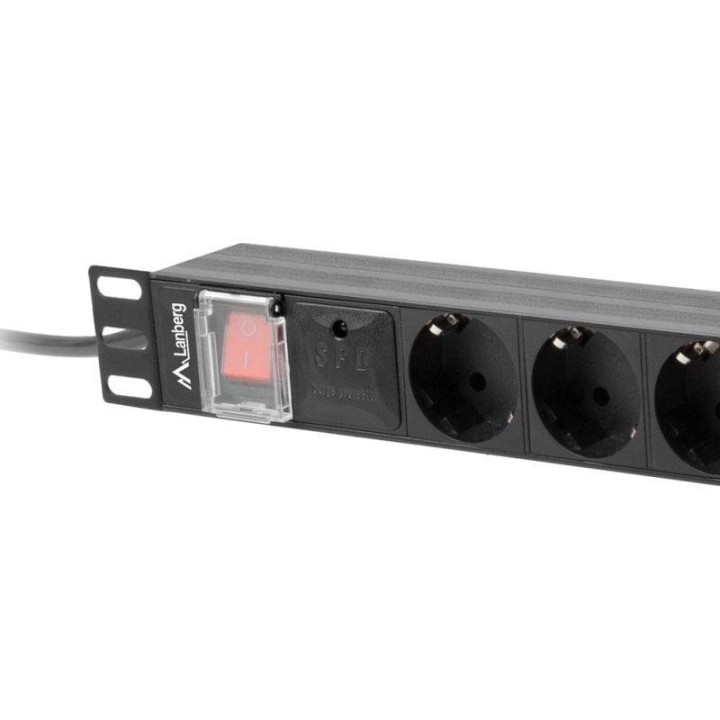 Regleta Lanberg PDU-08F-0200-BK 8 tomas Tipo F 1U Protección Sobretensiones 16A 19" Horizontal