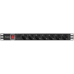 PDU Lanberg PDU-07F-0200-BK 7 Salidas AC Tipo F 16A Protección Sobretensiones Rack 1U Horizontal Aluminio