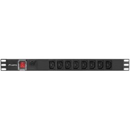 PDU Lanberg PDU-08I-0200-C20-BK 1U 8 Salidas C13 16A Protección Sobretensiones Aluminio Rack