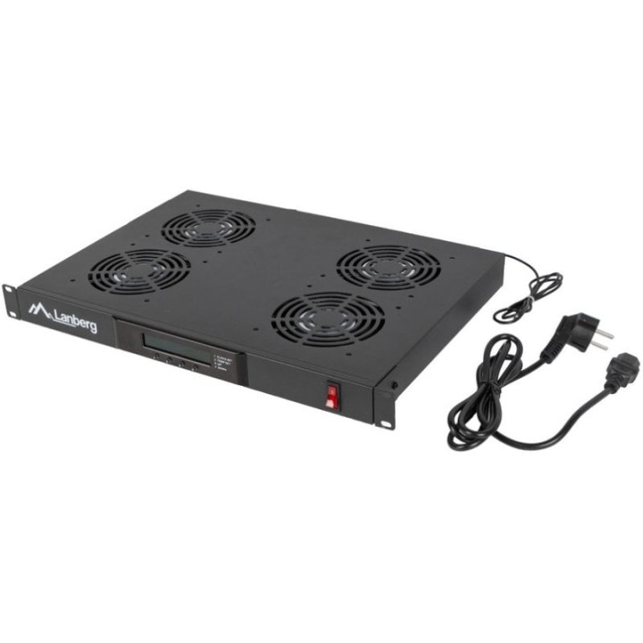 Panel de Ventilación Lanberg AK-1503-B 1U 19" 4 Ventiladores LCD Termostato Negro