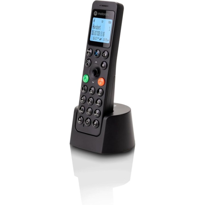 Teléfono inalámbrico Motorola DOT201 DECT Altavoz 100 contactos Negro terminal con pantalla