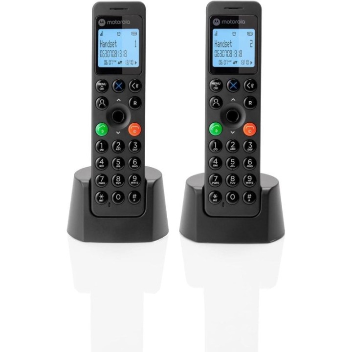 Teléfono DECT Motorola inalámbrico negro para mayores con altavoz y pantalla 1.6″