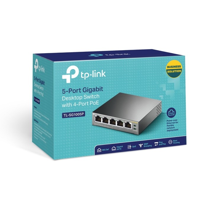 Switch TP-Link 5xRJ45 GbE PoE 56W Negro (TL-SG1005P)