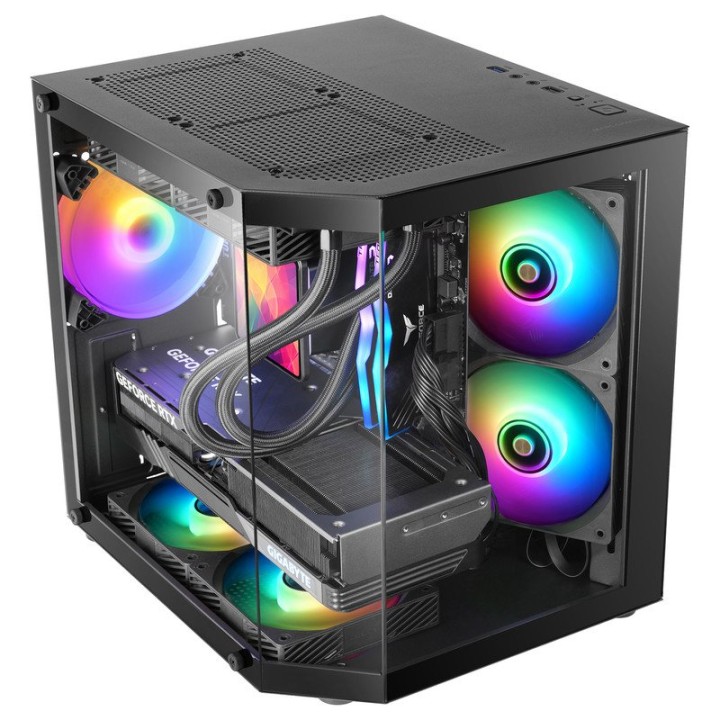 Mars Gaming Mc-3tlite Caja Gaming Microatx Triple Cristal Templado Ventilador Frgb 120mm Negro