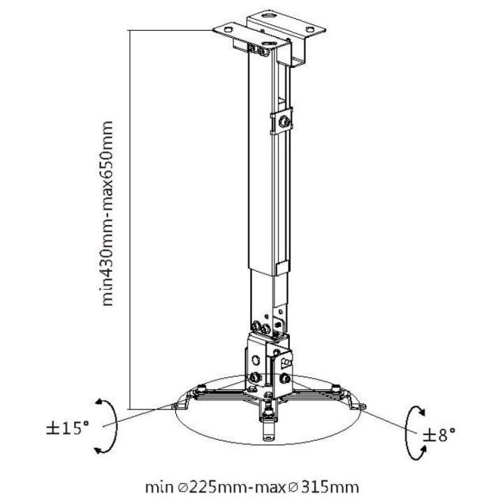 Equip Soporte de Proyector Inclinable para Techo o Pared 430-650MM hasta 20Kgs Negro
