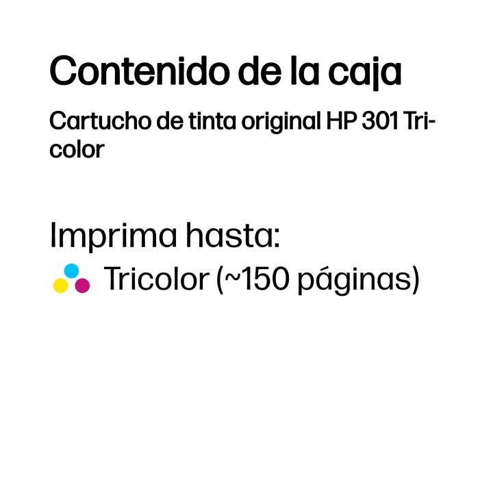 Tinta HP 301 Tricolor 3ml 150 páginas (CH562EE)