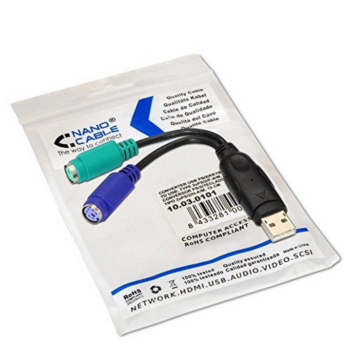Nanocable Conversor PS/2 a USB Hembra/Macho