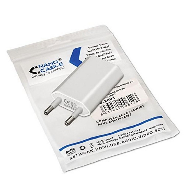 Nanocable Mini Cargador de Red USB 5V Blanco