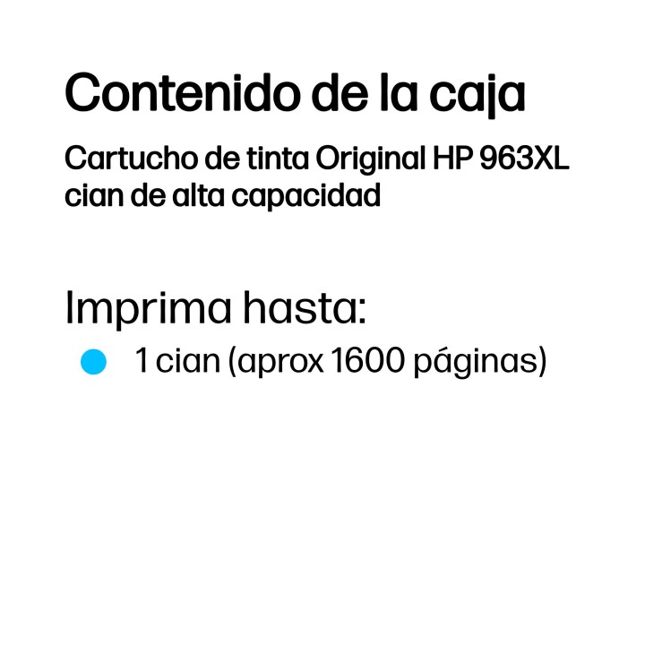 Tinta HP 963XL Cian 22.77ml 1600 páginas (3JA27AE)