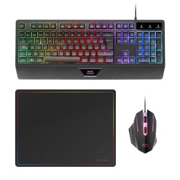 Pack Mars Gaming T+Ratón+Alfombrilla Negro (MCP124ES)