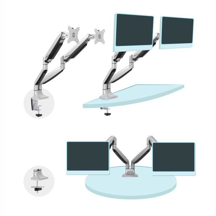 TooQ DB3132TNR-S Soporte Monitor Giratorio 2 Brazos hasta 32"