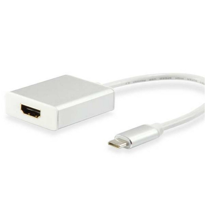 Equip Cable USB Tipo C Macho a HDMI Hembra 15cm Plata