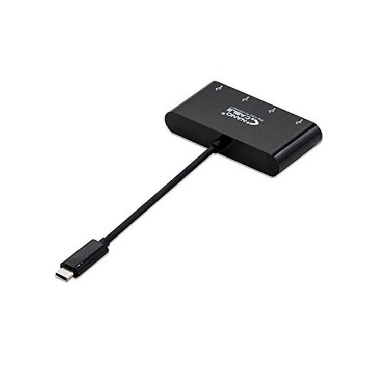 Nanocable Adaptador USB-C a 4x USB 3.0. USB-C/M-USB 3.0/H Negro 10 cm