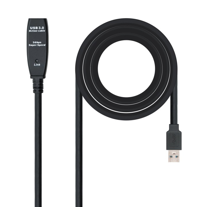 Nanocable Prolongador Amplificado USB 3.0 A/M-A/H 5m Negro