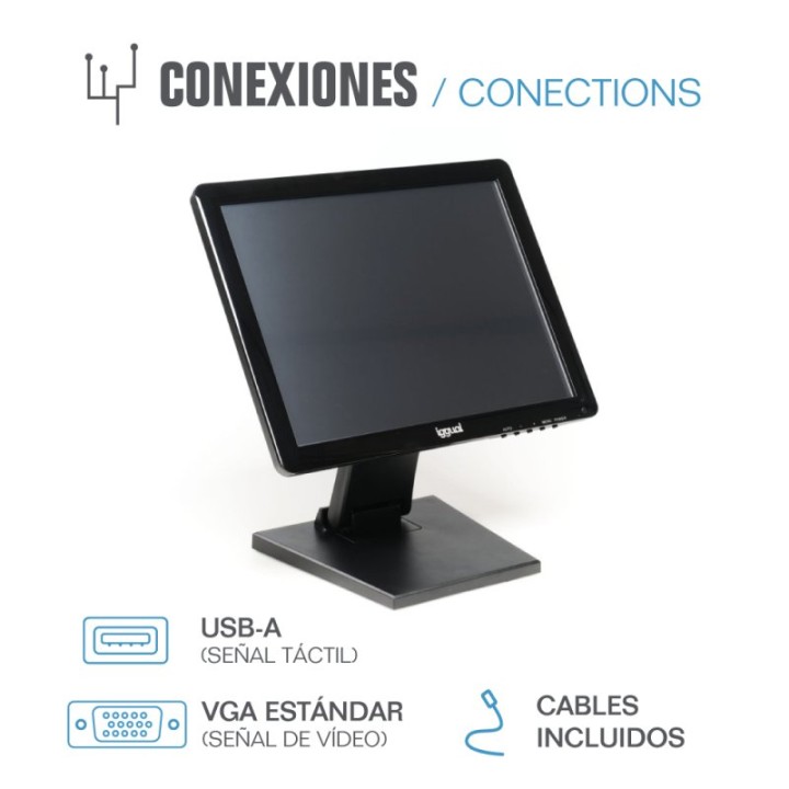 iggual Monitor 15" TFT LCD Táctil a Color para TPV