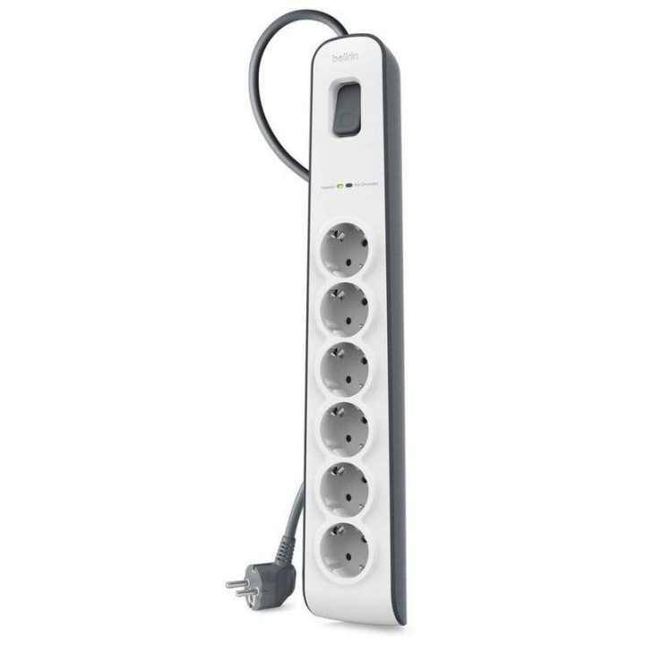 Belkin SurgeCube Regleta de Protección contra Sobretensiones 6 Tomas de Corriente Negro/Blanco