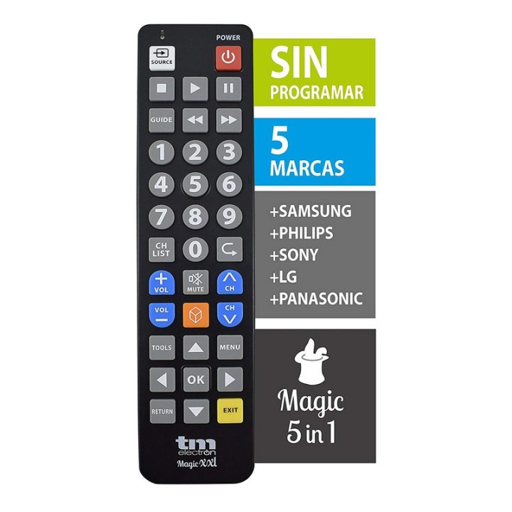 Mando a Distancia TMURC502 Universal Magic XXL 5 en 1 para Televisores
