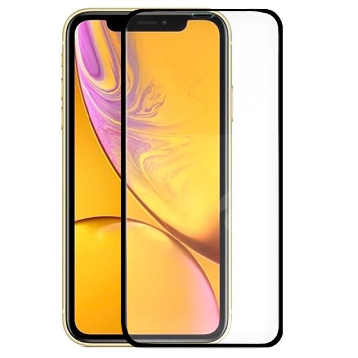 Protector Cristal Templado Negro para iPhone XR