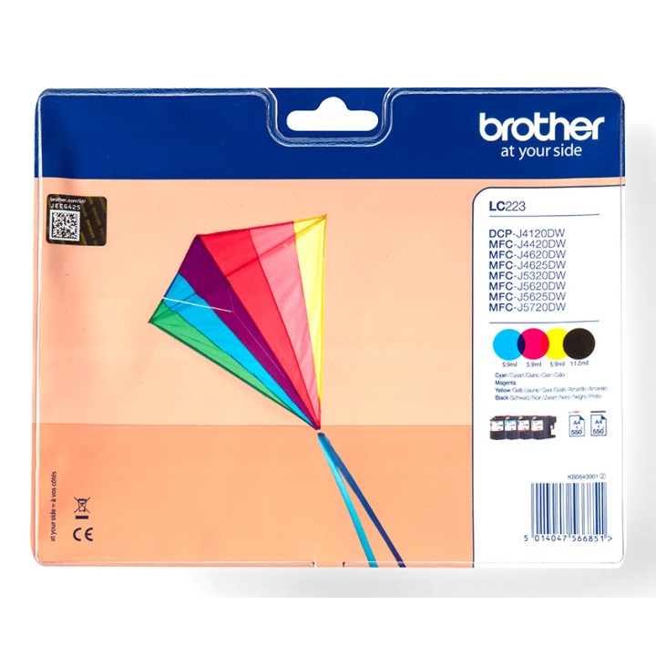 Tinta BROTHER Pack Negro/Tricolor (LC223VALBP)