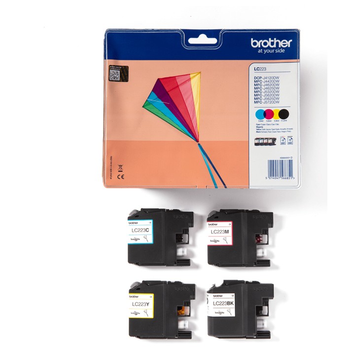 Tinta BROTHER Pack Negro/Tricolor (LC223VALBP)