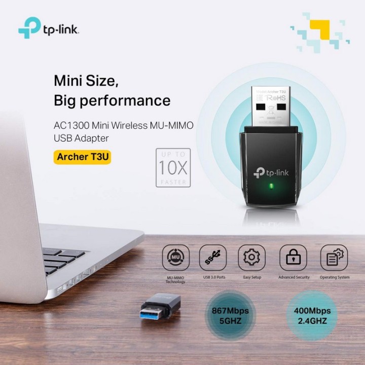 TP-Link Archer T3U Adaptador USB de Red WIFI AC1300