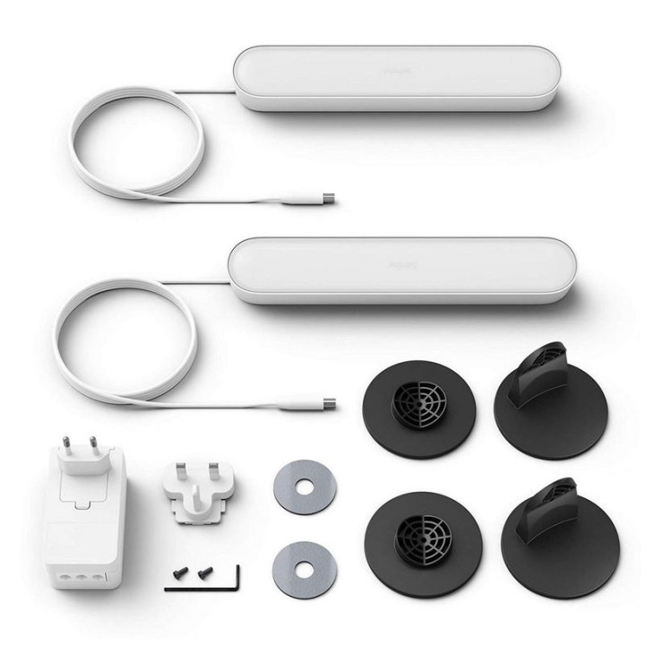 Philips Hue Play Pack de 2 Barras de Luz Regulable Blanca + Alimentador