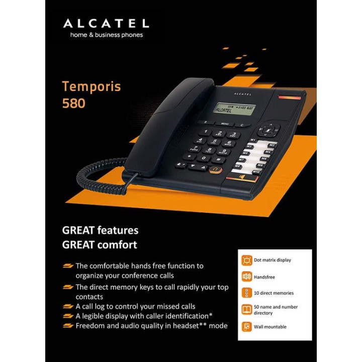 Alcatel Temporis 580 Teléfono Fijo Negro