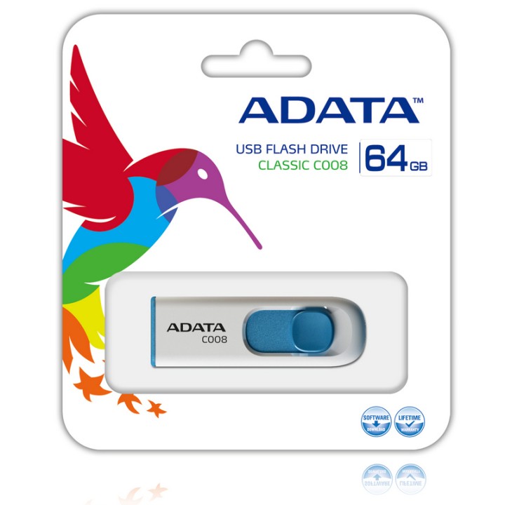 Adata C008 64GB USB 2.0 Blanco/Azul